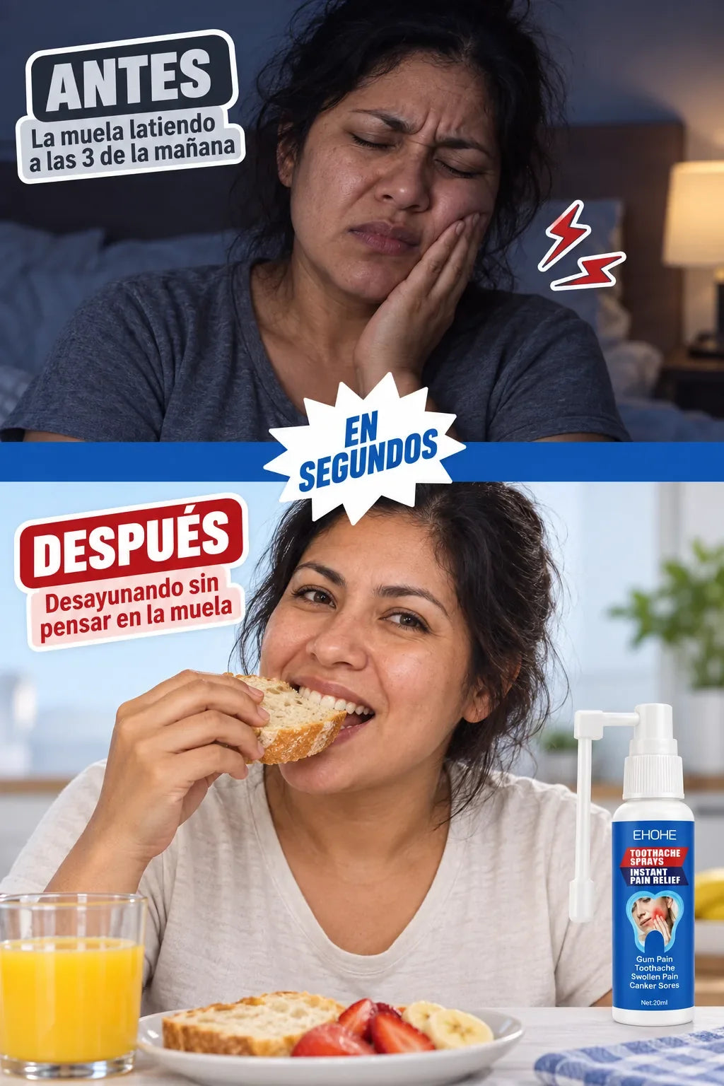 Spray Alivio Dental — antes despues